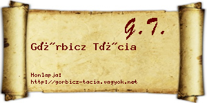 Görbicz Tácia névjegykártya